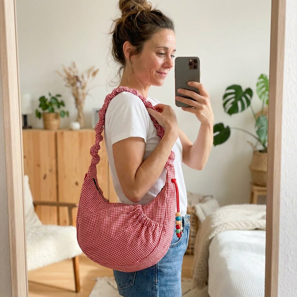Schnittmuster Kuro Bag – Halbmondtasche mit gerafftem Träger in 4 Größen