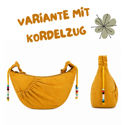 Schnittmuster Kuro Bag – Halbmondtasche mit gerafftem Träger in 4 Größen