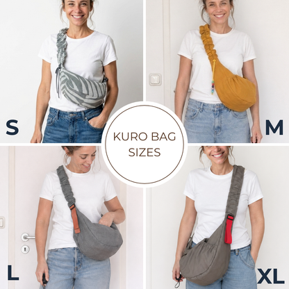 Schnittmuster Kuro Bag – Halbmondtasche mit gerafftem Träger in 4 Größen